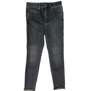 We The Free People Gray Charcoal Raw Hem Mid Rise Skinny Jeans size 28 Stretch